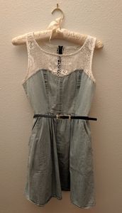 Chambray denim eyelet dress
